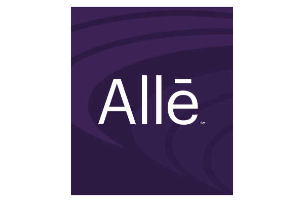Allē Logo in white lettering on purple background