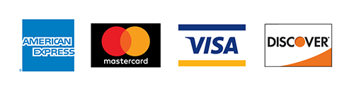 American Express, VISA, Mastercard and Discover logos