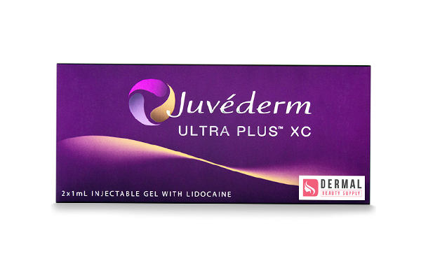 Juvéderm® Ultra Plus XC purple product box with white text